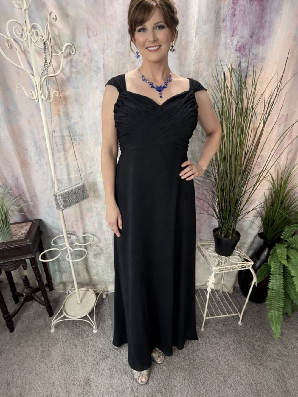 📌Alfred Angelo Timeless Formal - Evening Pleated Empire Waist Chiffon Dress